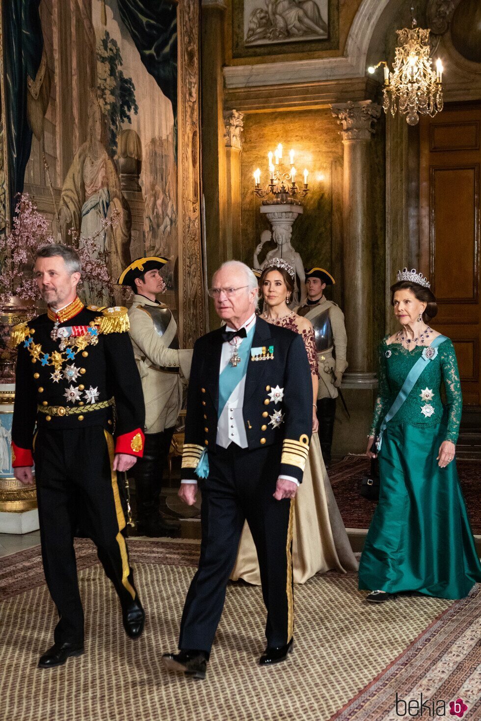Federico de Dinamarca, Carlos Gustavo de Suecia, Mary de Dinamarca y Silvia de Suecia en la cena de gala por la Visita de Estado de Federico y Mary de Dina
