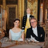 Victoria de Suecia con la Tiara de Connaught en la cena de gala por la Visita de Estado de los Reyes Dinamarca a Suecia