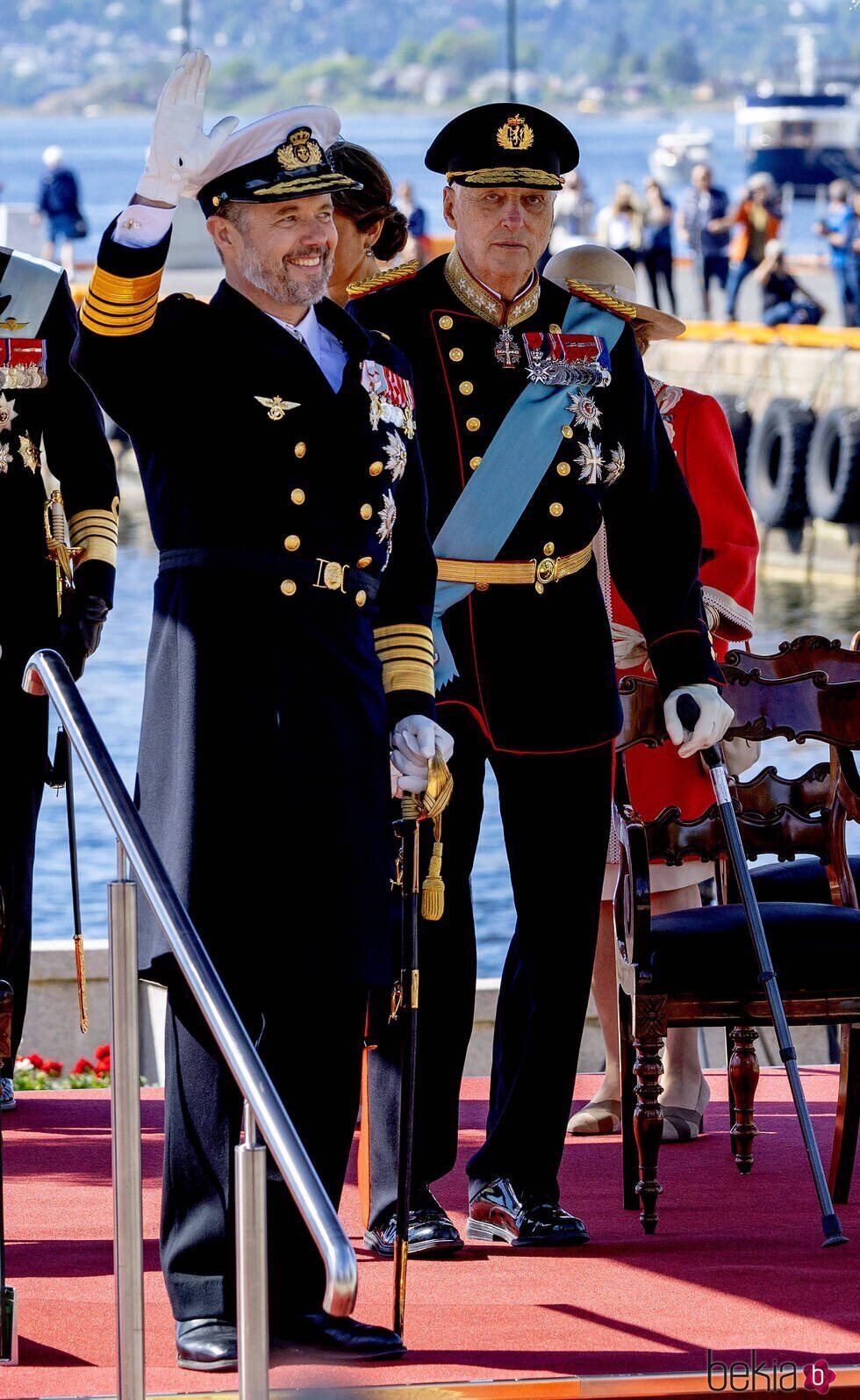 Federico de Dinamarca y Harald de Noruega en la Visita de Estado de los Reyes de Dinamarca a Noruega