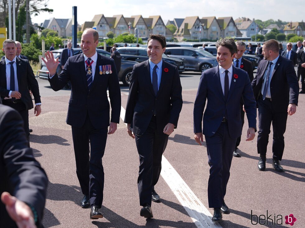 El Príncipe Guillermo, Justin Trudeau y Gabriel Attal en el 80 aniversario del Desembarco de Normandía