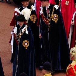 El Príncipe Eduardo, el Príncipe Guillermo y la Princesa Ana en la procesión de la Orden de la Jarretera 2024