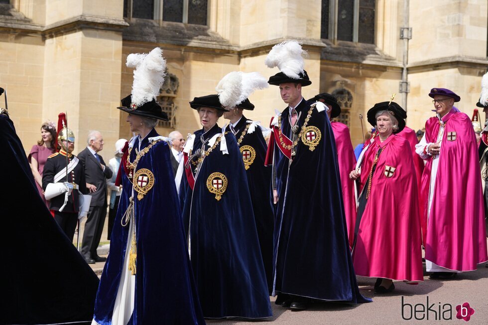 La Duquesa de Gloucester, la Princesa Ana y el Príncipe Guillermo en la procesión de la Orden de la Jarretera 2024