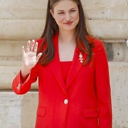 La Princesa Leonor en el balcón del Palacio Real en la celebración del décimo aniversario del reinado de Felipe VI