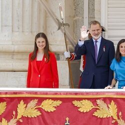 Los Reyes Felipe y Letizia, la Princesa Leonor y la Infanta Sofía en la celebración del décimo aniversario del reinado de Felipe VI