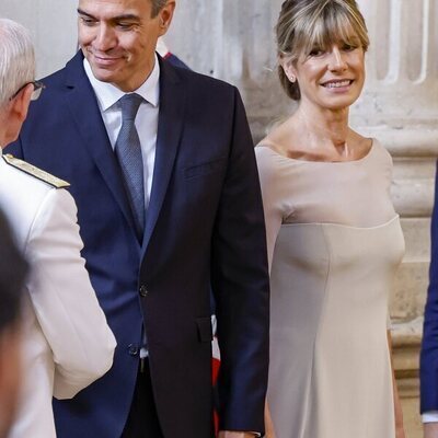 Pedro Sánchez y Begoña Gómez en la celebración del décimo aniversario del reinado de Felipe VI