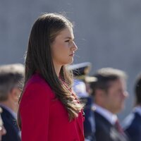 La Princesa Leonor en su despedida con honores en Barajas por su viaje oficial a Portugal