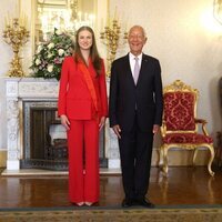 La Princesa Leonor con la banda de la Gran Cruz de la Orden de Cristo en su primer viaje oficial a Portugal