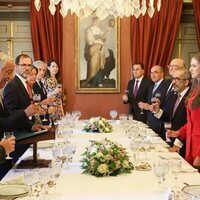 La Princesa Leonor, el Presidente de Portugal y Camilo Villarino en el brindis del almuerzo por el primer viaje oficial de la Princesa Leonor a Portugal