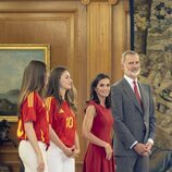 Los Reyes Felipe y Letizia, la Princesa Leonor y la Infanta Sofía en la recepción de la Familia Real a la selección española tras ganar la Eurocopa 2024