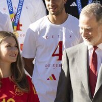 El Rey Felipe VI y la Princesa Leonor en la recepción de la Familia Real a la selección española de fútbol tras haber ganado la Eurocopa 2024