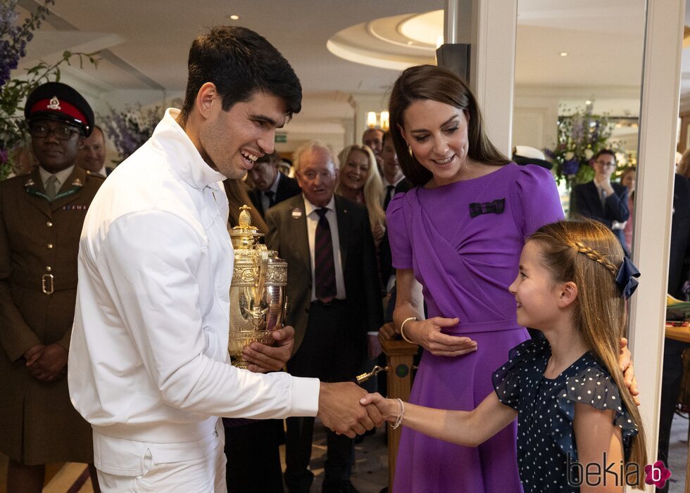 La Princesa Charlotte y Alcaraz se saludan en presencia de Kate Middleton en Wimbledon 2024