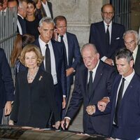 Los Reyes Juan Carlos y Sofía, Carlos Zurita y la Infanta Cristina en el funeral de Juan Gómez-Acebo