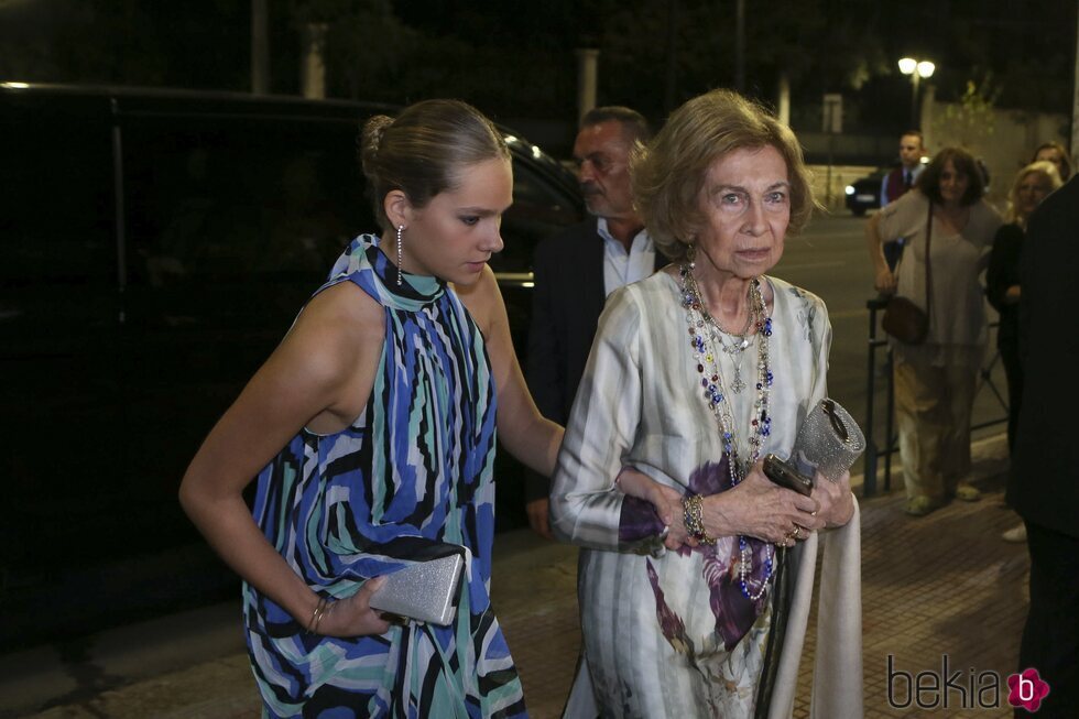 La Reina Sofía e Irene Urdangarin en la cena previa a la boda de Theodora de Grecia y Matthew Kumar