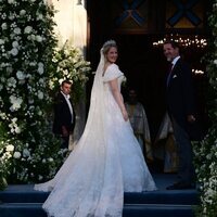 Theodora de Grecia con la Tiara Khedive de Egipto y su vestido de novia en su boda con Matthew Kumar