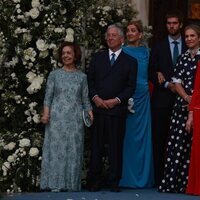 Alexander y Katherine de Serbia, la Infanta Cristina, Juan Urdangarin, la Infanta Elena, la Reina Sofía, Miguel Urdangarin y Benedicta de Dinamarca en la b