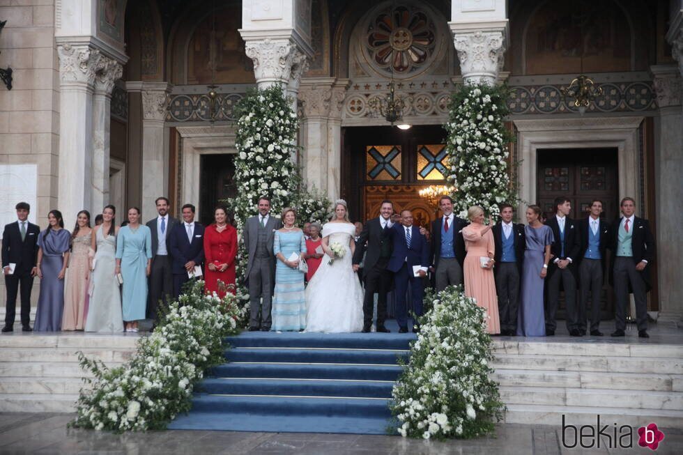 La Familia Real Griega en la boda de Theodora de Grecia y Matthew Kumar