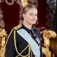 La Princesa Leonor con cara divertida en la recepción oficial por el Día de la Hispanidad 2024