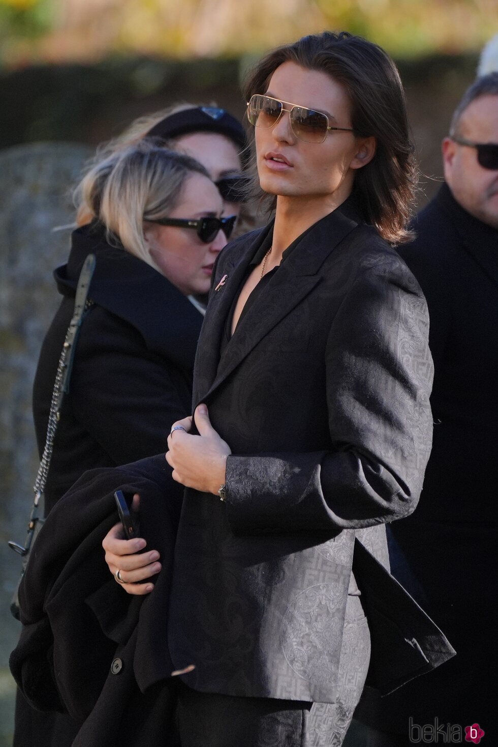 Damian Hurley en el funeral de Liam Payne