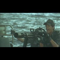 Rihanna en una escena de acción en la película 'Battleship'