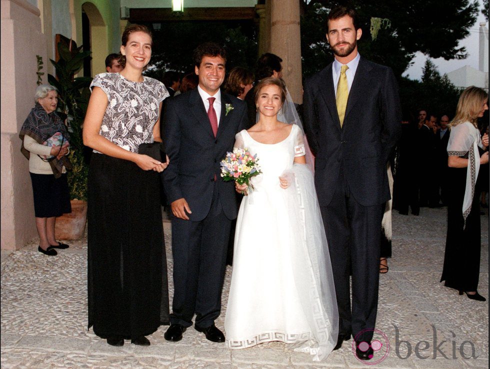 La Infanta Cristina y el Príncipe Felipe en la boda de Pepote Ballester