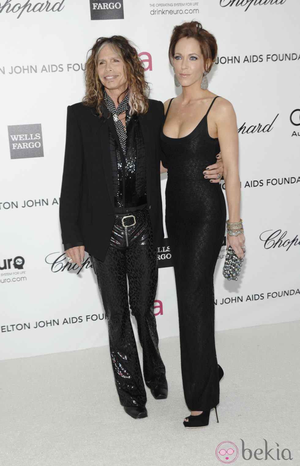 Steven Tyler y Erin Brady en la fiesta de Elton John tras los Oscar 2012