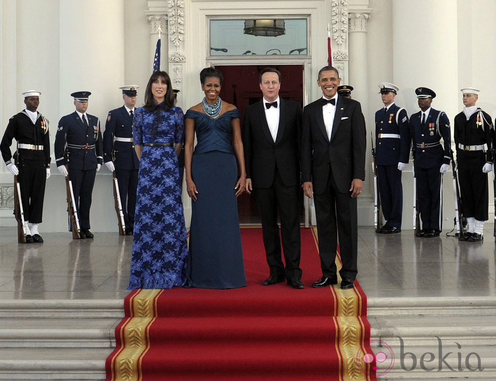 Samantha Cameron, Michelle Obama, David Cameron y Barack Obama en la Casa Blanca
