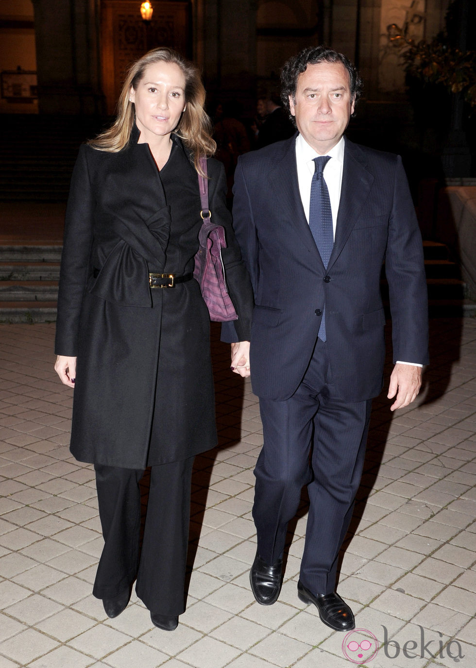 Fiona Ferrer y Jaime Polanco en el funeral de María Rosa Soutullo