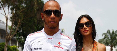 Lewis Hamilton y Nicole Scherzinger en el Gran Premio de Malasia