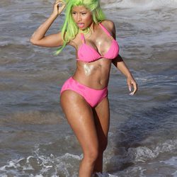 Nicki Minaj en el rodaje del videoclip 'Starships'