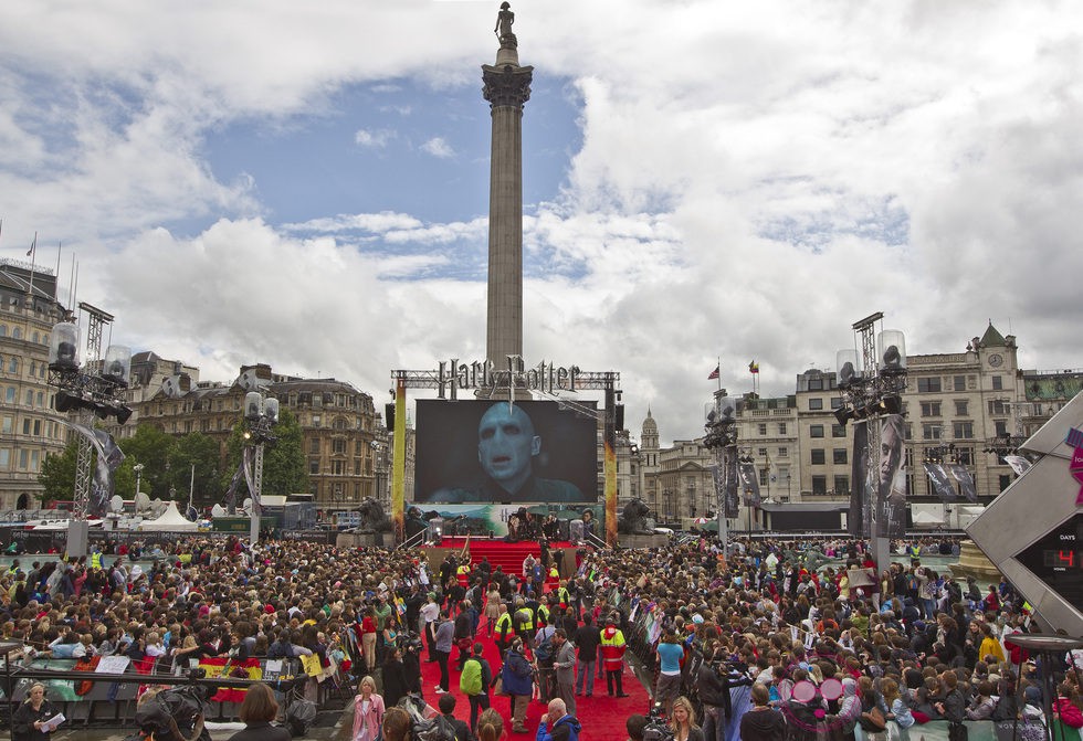 Vista de Trafalgar Square en el estreno de Harry Potter en Londres