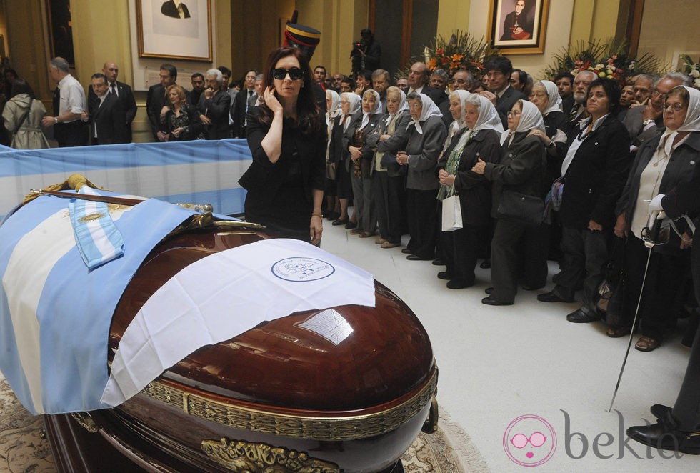 Cristina Kirchner en el funeral de su marido