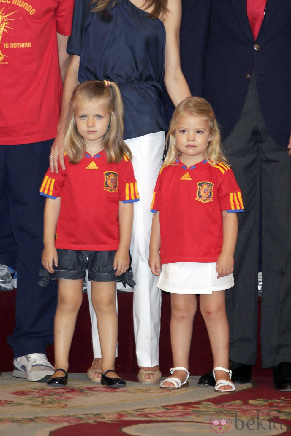 Las Infantas Leonor y Sofía en la recepción a la selección española en 2010
