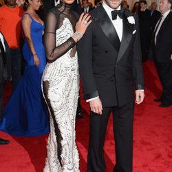 Chanel Iman y Tom Ford en la alfombra roja de la Gala del MET 2012