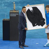 Will Smith y Roger Federer en la final del Masters de Tenis de Madrid 2012