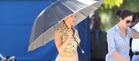 Scarlett Johansson durante el rodaje de 'Hitchcok'
