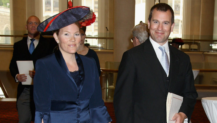 Peter Phillips y Autumn Kelly en la recepción de Guildhall del Jubileo de Diamante