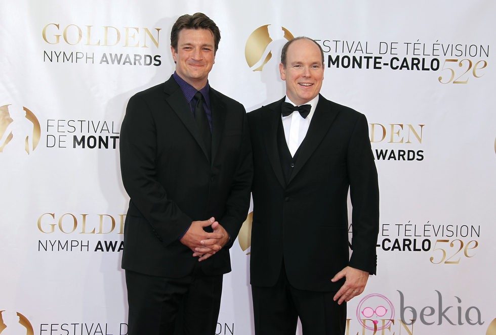 Nathan Fillion y Alberto de Mónaco en la clausura del Festival de Monte-Carlo 2012