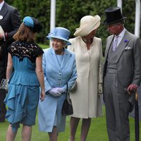Eugenia de York, la Reina Isabel, la Duquesa de Cornualles y Carlos de Inglaterra en Ascot 2012