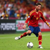 Sergio Ramos tras meter el penaltil en la semifinal de la Eurocopa 2012 contra Portugal