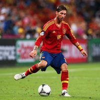 Sergio Ramos tras meter el penaltil en la semifinal de la Eurocopa 2012 contra Portugal