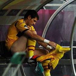 Iker Casillas sin pantalón en la semifinal de la Eurocopa 2012