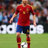 Xabi Alonso en la semifinal de España contra Portugal en la Eurocopa 2012
