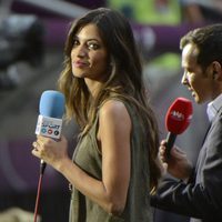 Sara Carbonero durante la semifinal de España contra Portugal en la Eurocopa 2012