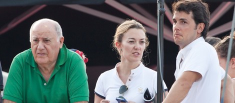 Amancio Ortega, Marta Ortega y Sergio Álvarez en el Concurso de Saltos de Monte Carlo