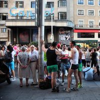Kiosko en Gran Vía durante el Orgullo Gay de Madrid