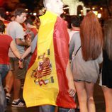 Banderas de España tras el título de Campeones de Europa 2012