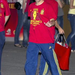Xavi Hernández en la cena de celebración de la Eurocopa 2012