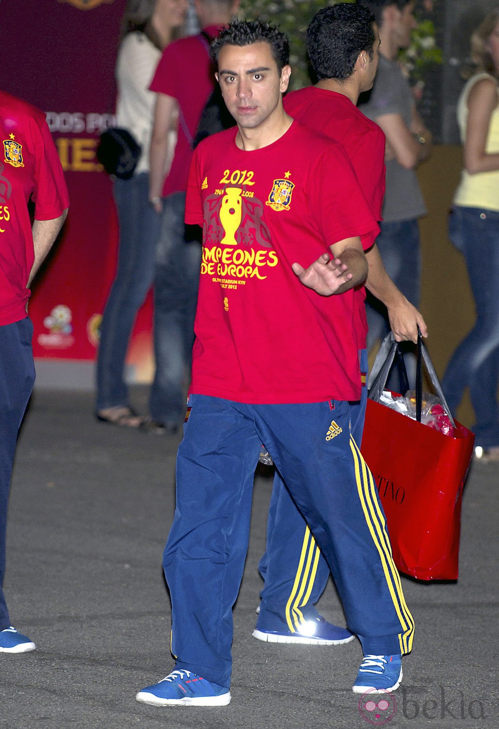 Xavi Hernández en la cena de celebración de la Eurocopa 2012
