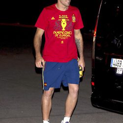 Víctor Valdés en la cena de celebración de la Eurocopa 2012