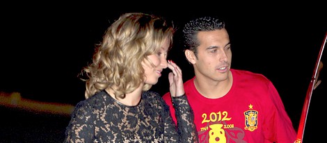 Pedro y su novia en la cena de celebración de la Eurocopa 2012
